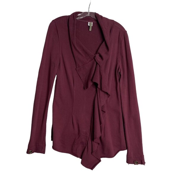 XCVI Jackets & Blazers - XCVI Women's M Jacket Asymmetrical Ruffle‎ Zip Front Cotton Lagenlook